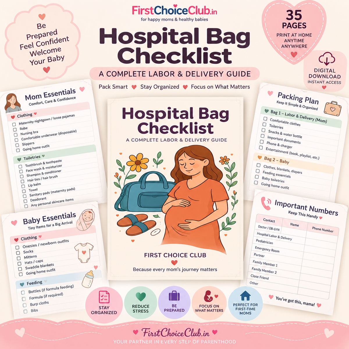 FirstChoiceClub Hospital Bag Checklist – Complete Labor & Delivery Guide